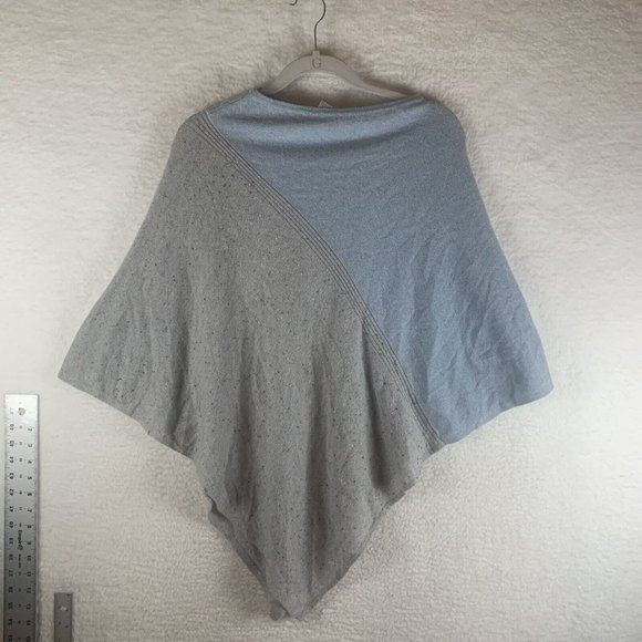 Kinross Cashmere Poncho Sweater Women's Blue‎ Gray Pullover Knit One Size 7746